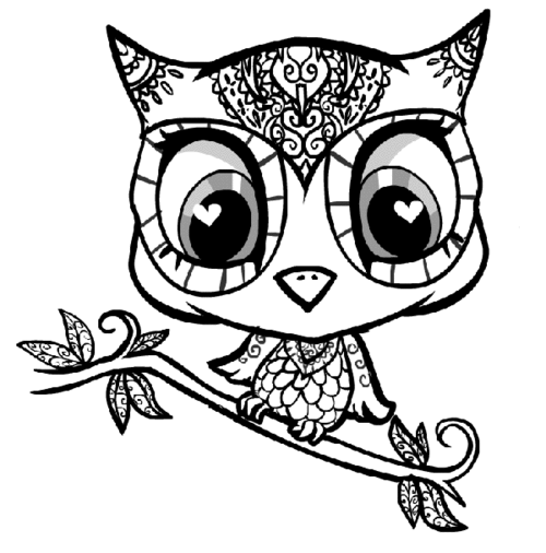 Nocturnal Bird Owl coloring pages 34 pictures cartoon clip ...