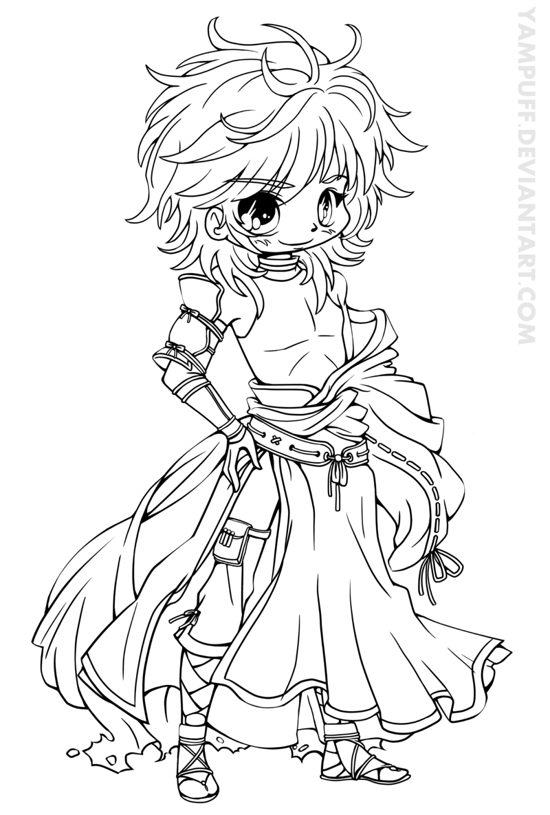 cute chibi coloring page to print printable coloring pages