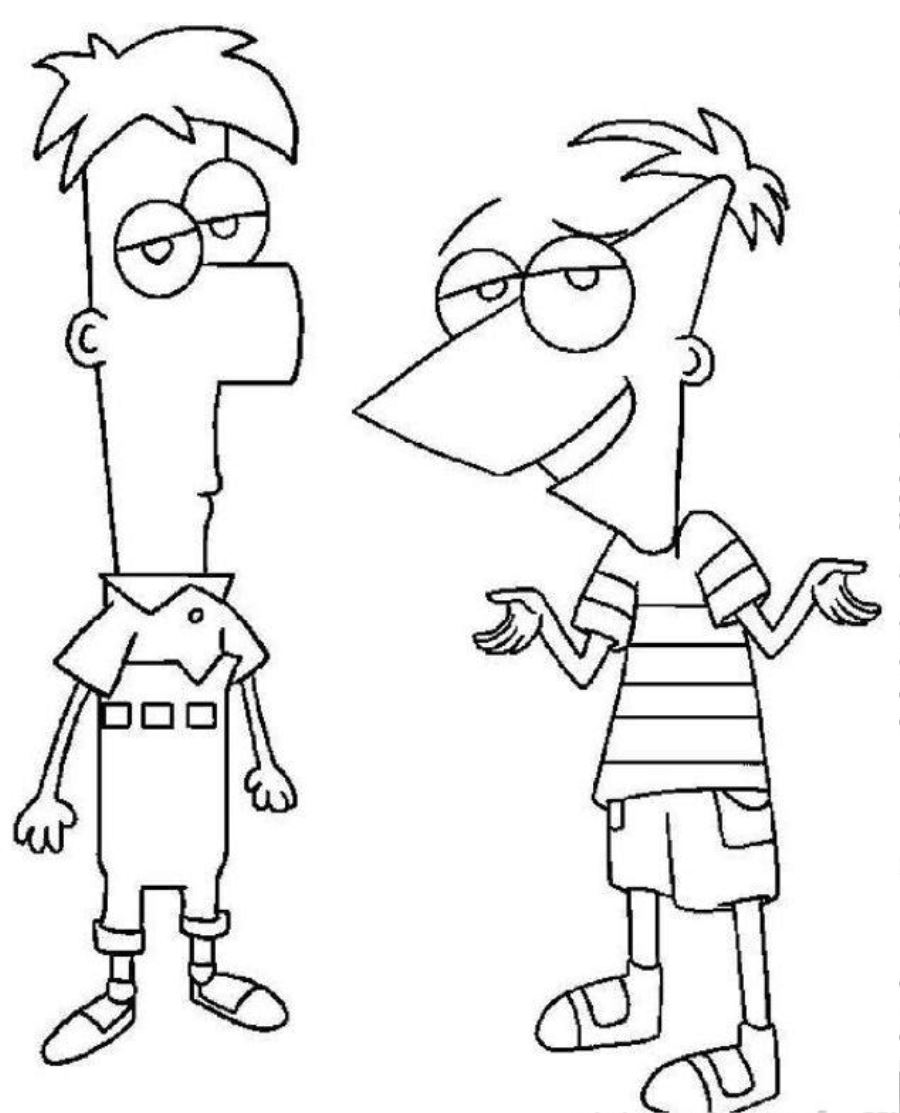 phineas and ferb coloring pages for kids printable coloring pages