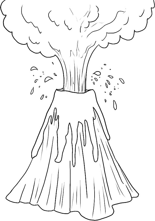 12 kids coloring pages volcano - Print Color Craft