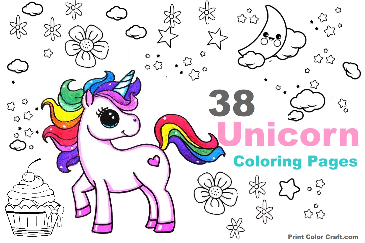 48 Adorable Unicorn Coloring Pages for Girls and Adults: Print and Color
