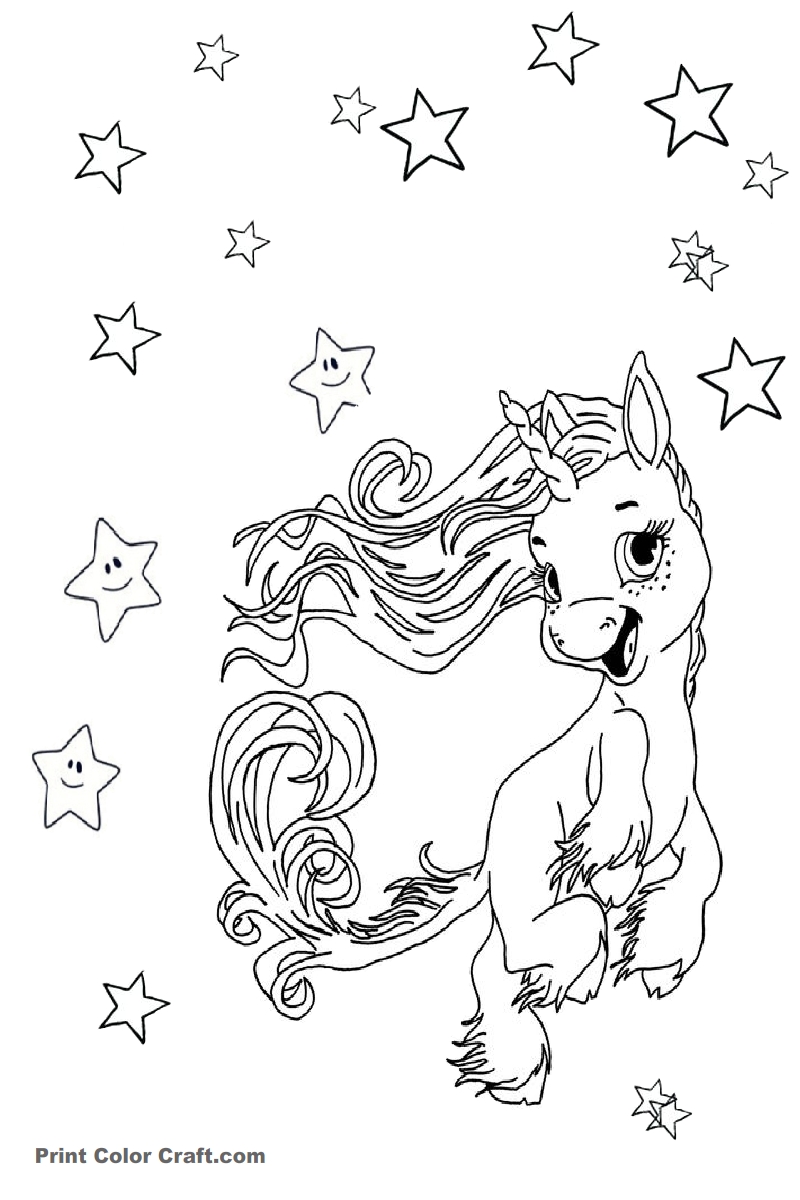 Excited Baby Unicorn Coloring Pages - Print Color Craft