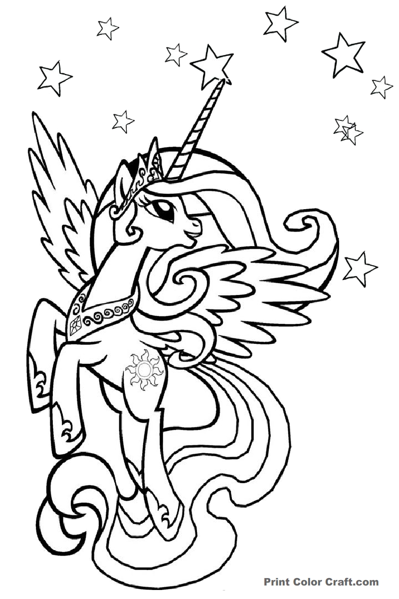 Princess Celestia My Little Pony Unicorn Coloring Pages - Print Color Craft