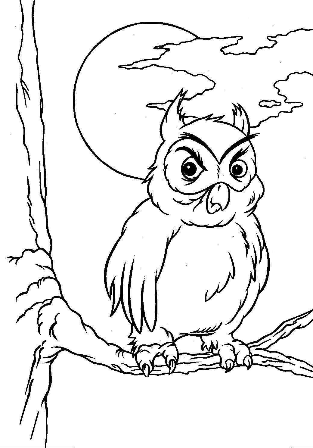 Angry Owl Coloring Page for Halloween Activities - Print Color Craft