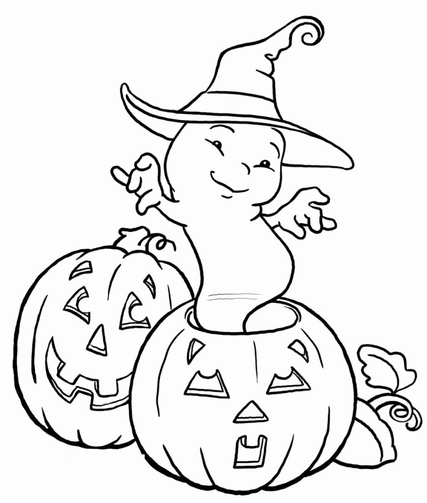 Cute Halloween Ghost Coloring Page