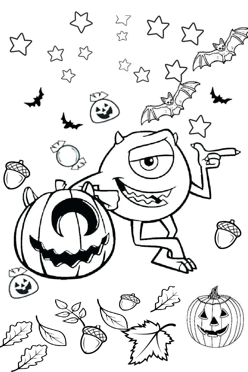 Mike Wazowski Monsters Inc Halloween Scary Boo Coloring Images for Kids