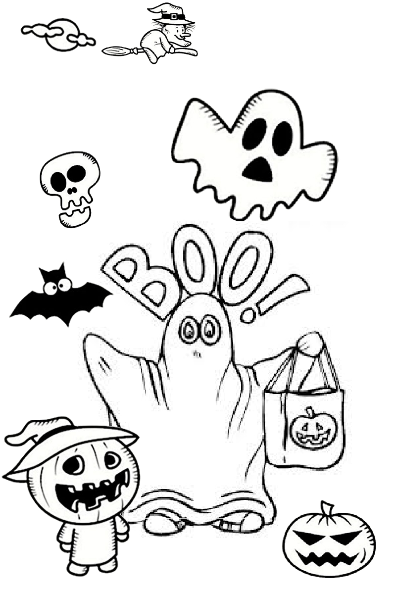 Mysterious Ghostly Boo Coloring Pages Trick or Treat - Print Color Craft