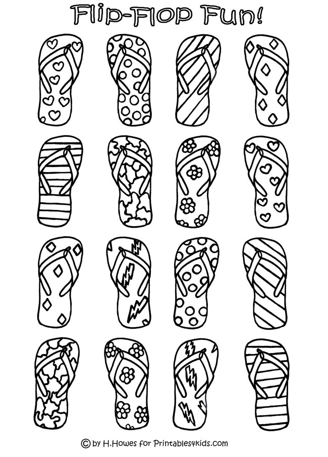 flip-flop coloring pages for kids,printable,coloring pages