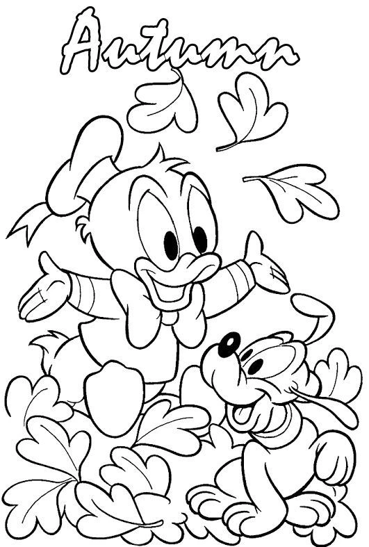 Donald Duck Disney Autumn Season Coloring