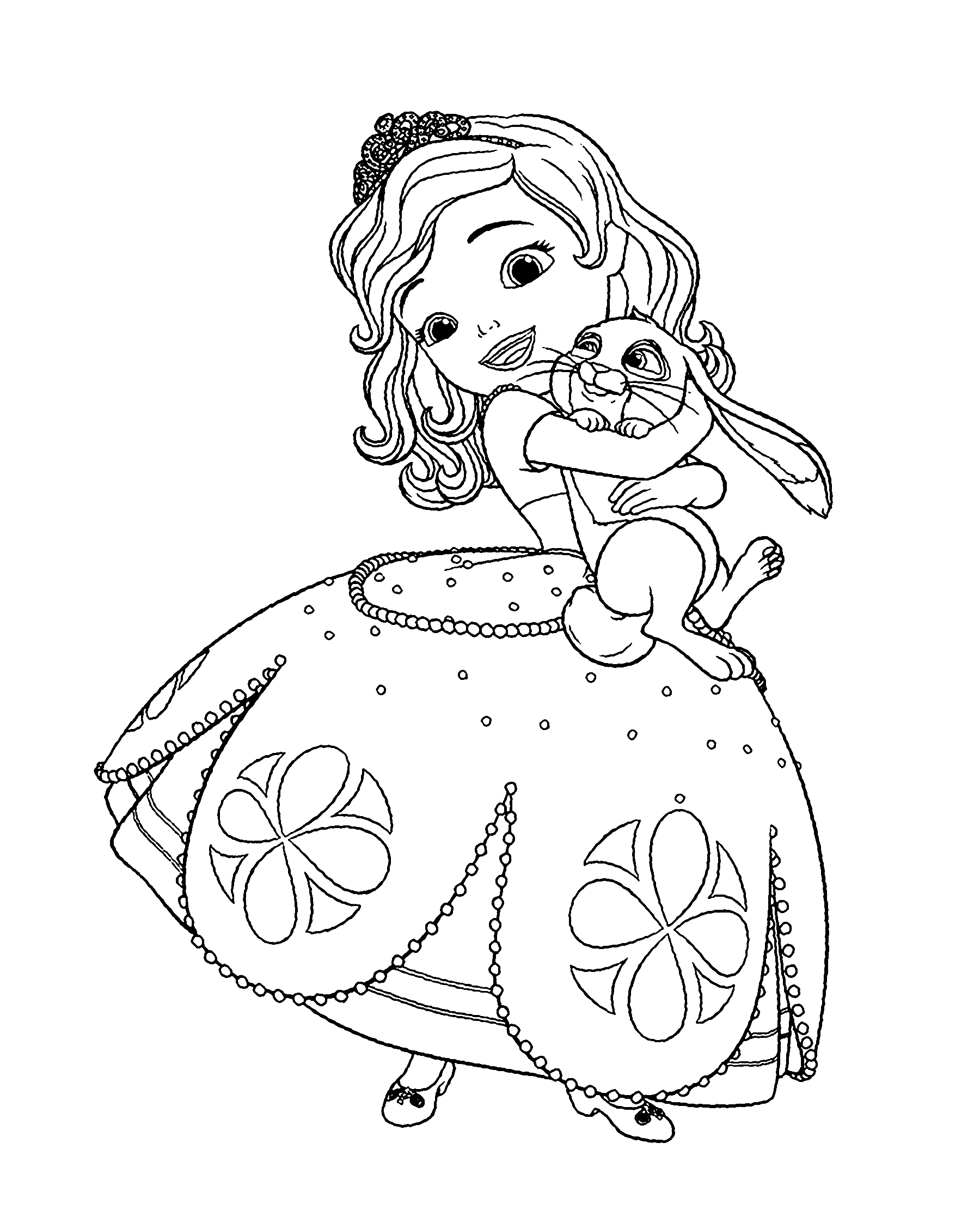 Coloring Page of Rabbit Clover Playing with Sofia the First