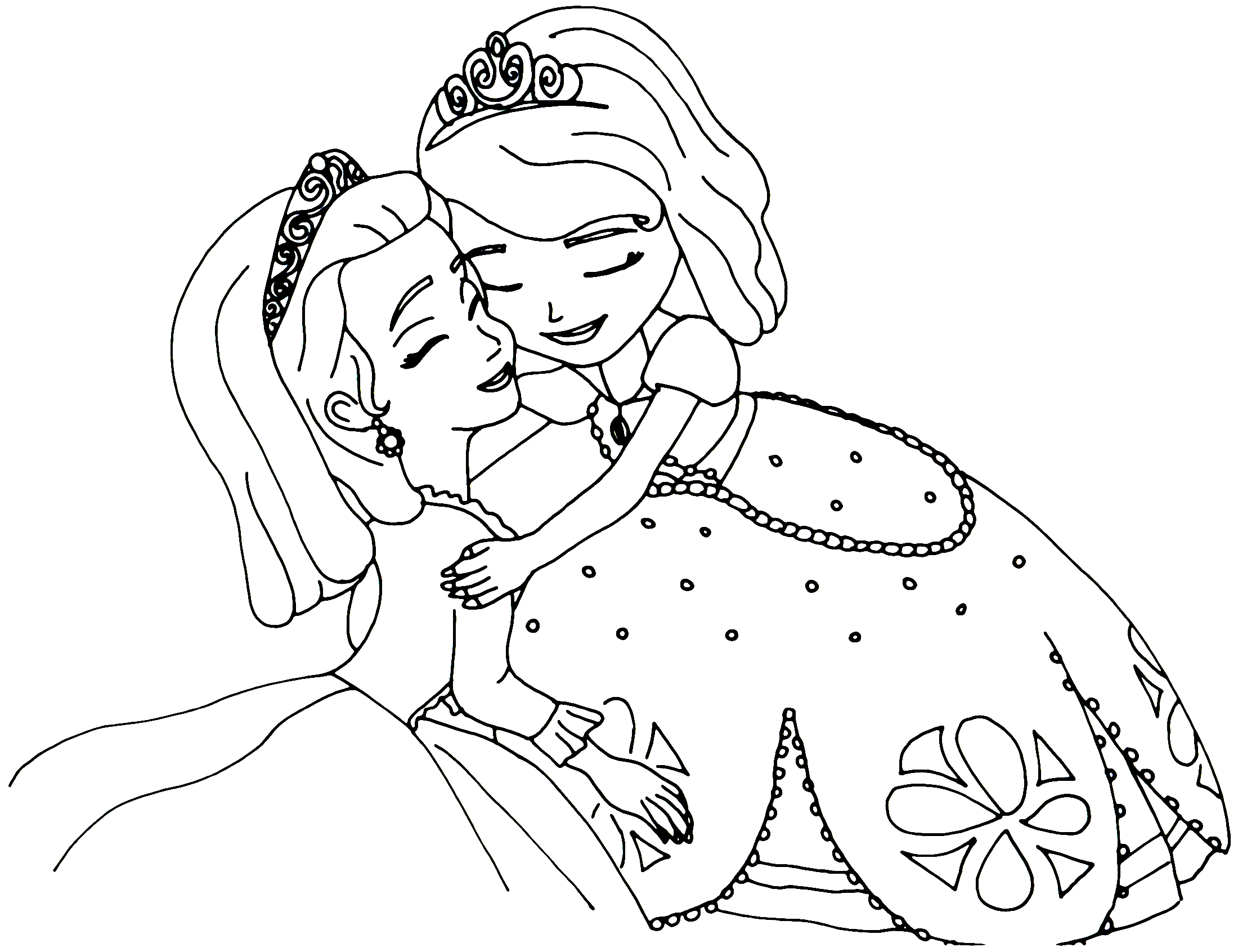 Coloring Page of Sofia the First and Princess Amber Happy Memories