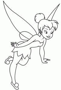 Cute Tinkerbell Fairy Coloring Page for Girls