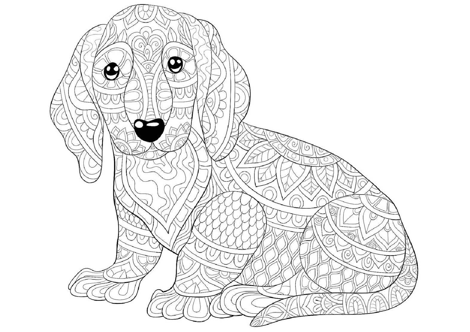 Dog Mandala Coloring Page - 192+ DXF Include