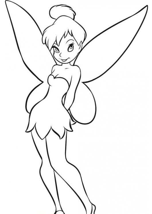 Easy to Draw and Color Disney Fairy Tinkerbell Coloring Pages - Print