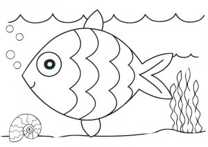 Easy to Draw fish and Shell Ocean Coloring pages for Kindergarten