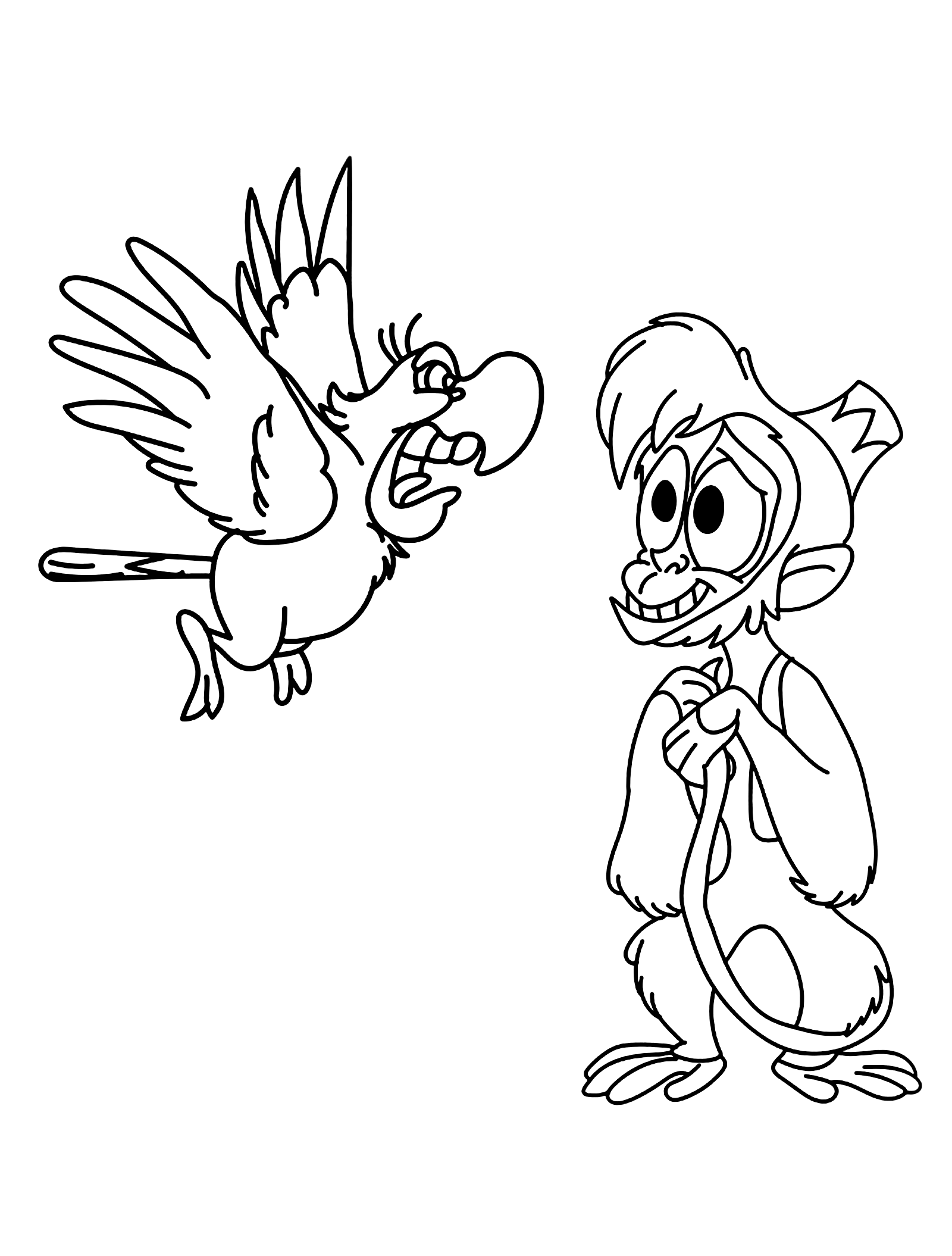 Lago Parrot and Abu Monkey Coloring Page