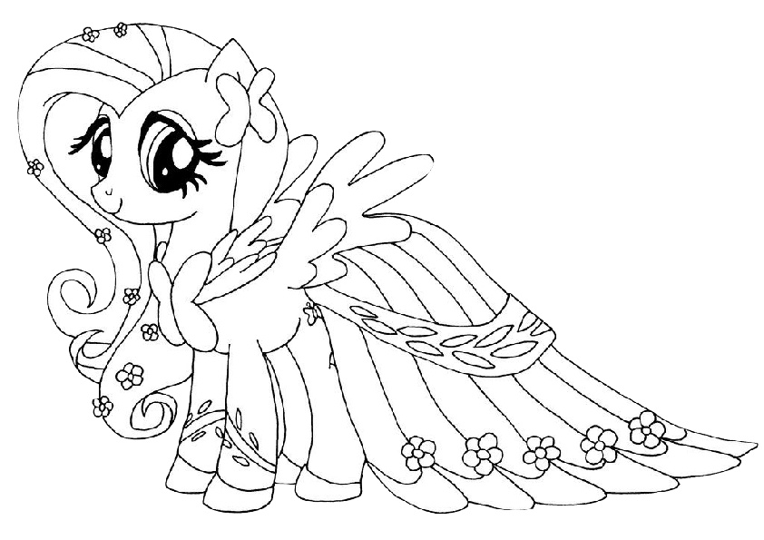 Majestic Looking Fluttershy Pony Coloring Pages