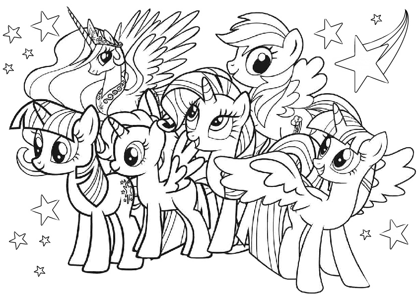 My Little Pony All Characters Coloring Pages for Girls