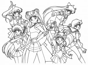 Pretty Soldiers Group Sailor Moon Coloring Pages Print and Color