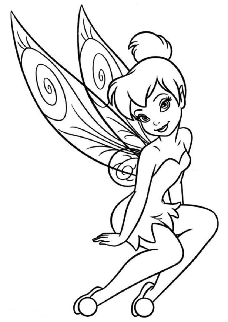 Printable Cute Princess Like Tinkerbell Fairy Coloring Pages for Kids