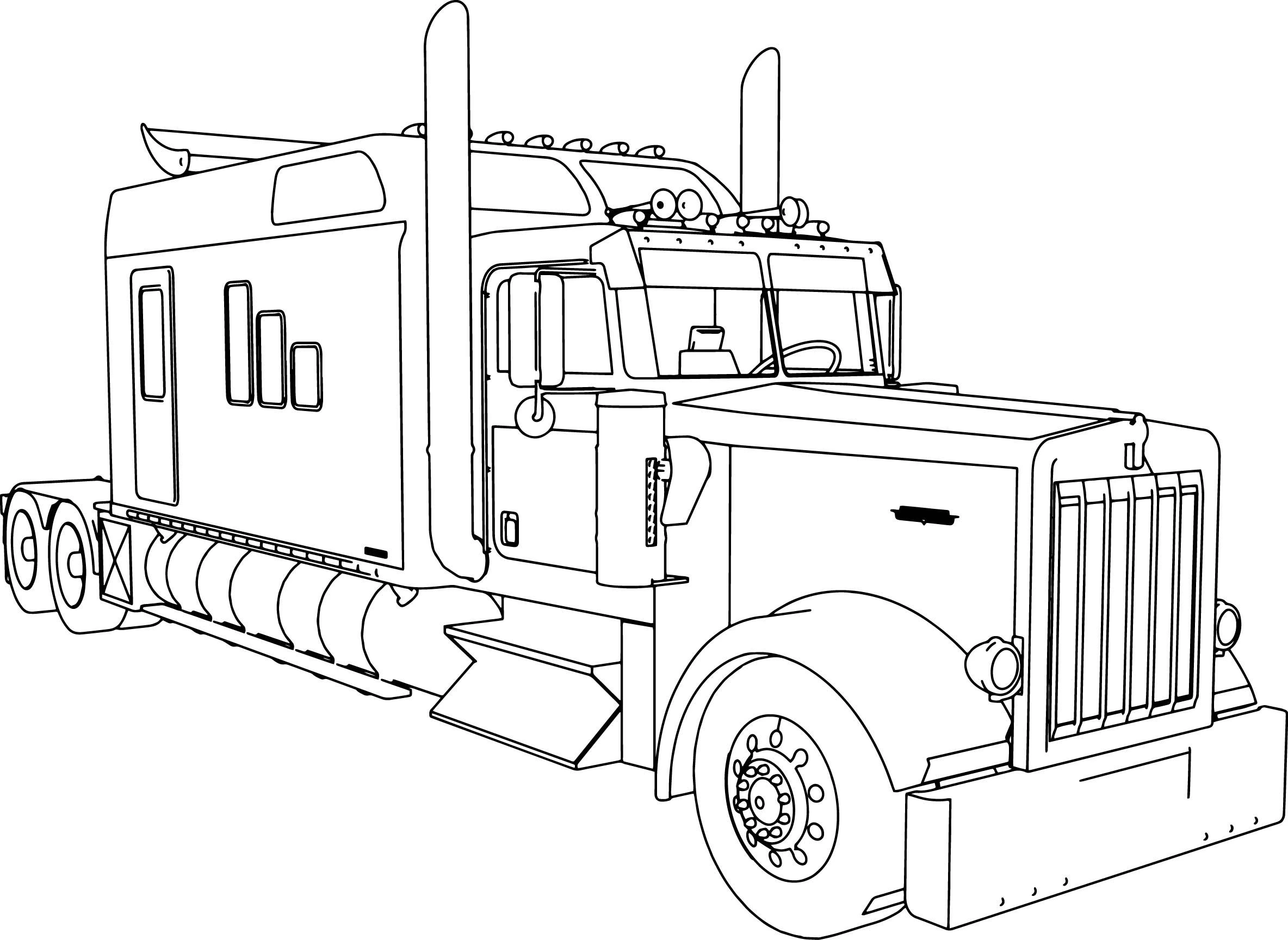 Semi Truck coloring page for kids