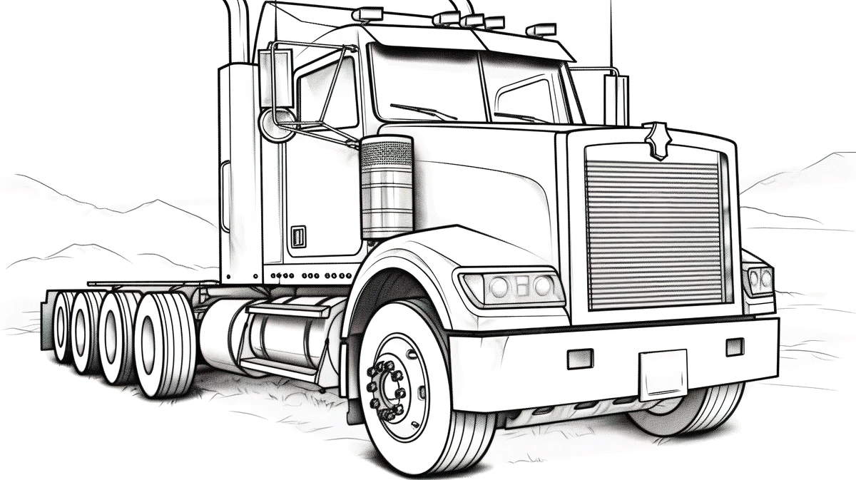 Semi Truck free coloring page