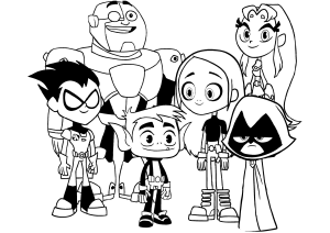 Teen Titans Go All Characters Coloring Page Printable Colouring Pictures