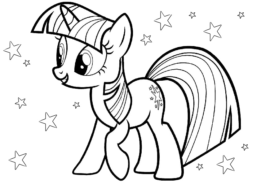Twilight Sparkle Coloring Pages My Little Pony Magical Element