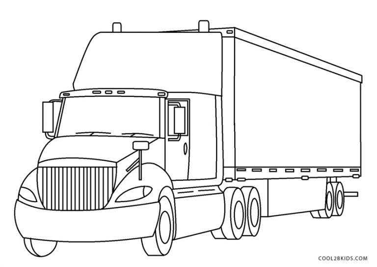 printable Semi Truck free coloring page