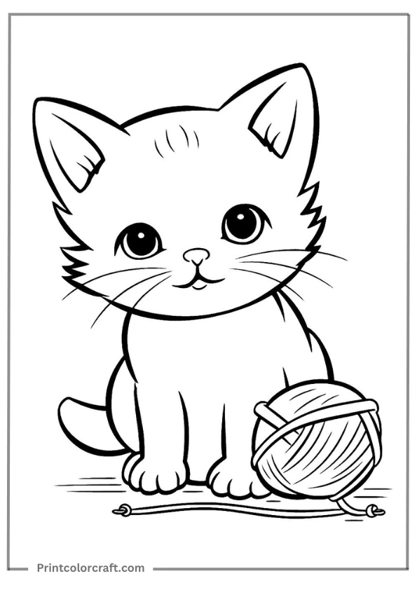 Adorable Cat Printable Coloring page