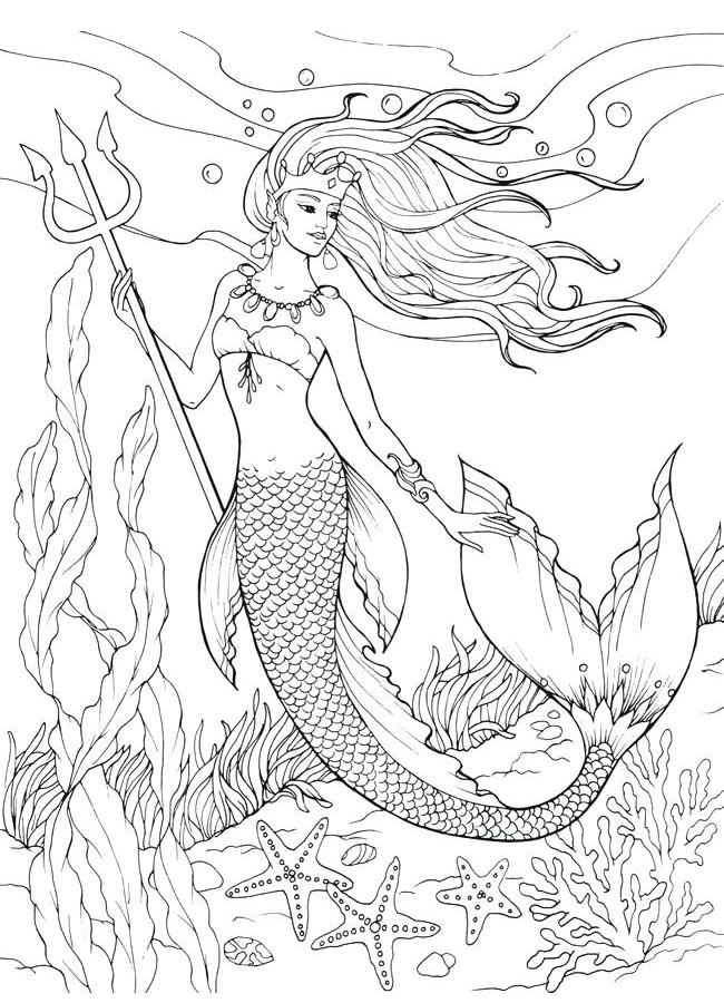 Artistic and Realistic Mermaid Printable Coloring Pages - Print Color Craft