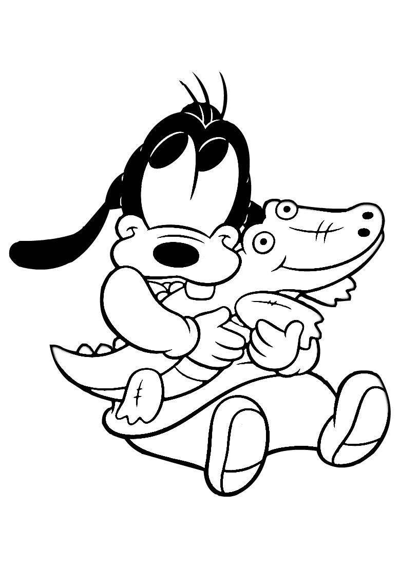 Baby Goofy Play with His Toy Cute Goofy Coloring Pages