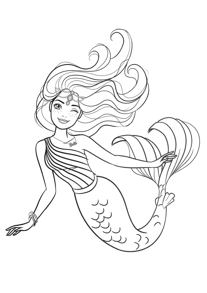 Beautiful Barbie Mermaid Coloring Pages Print Color Craft