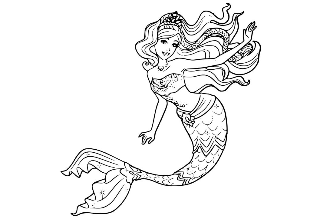 Download Beautiful Wavy Hair Mermaid Princess Coloring Pages - Print Color Craft