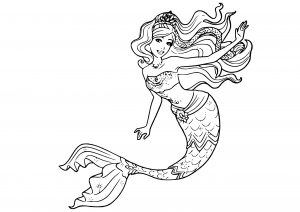 Beautiful Wavy Hair Mermaid Princess Coloring Pages