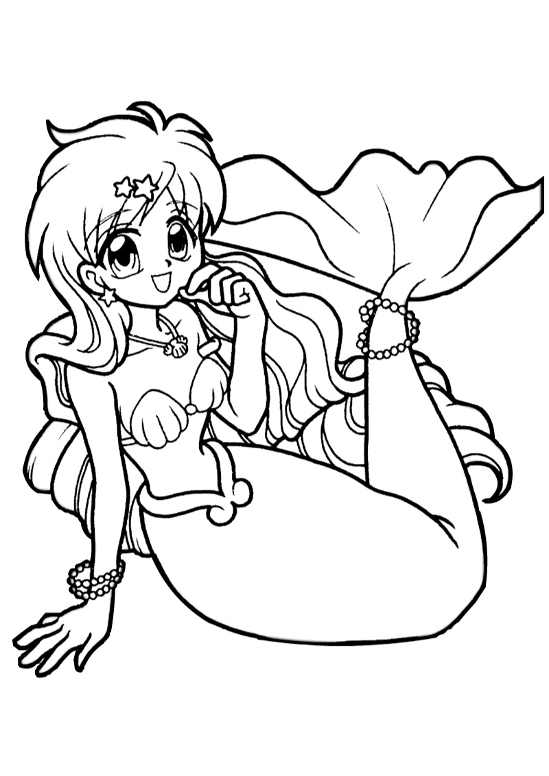 mermaid kids cute coloring pages for girls