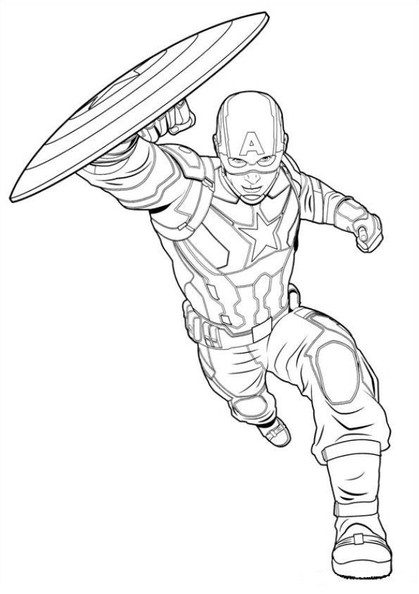 Download Civil War Captain America with Shield Coloring Pages - Print Color Craft