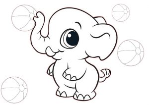 Cute Little Baby Elephant Coloring Pages for Toddlers