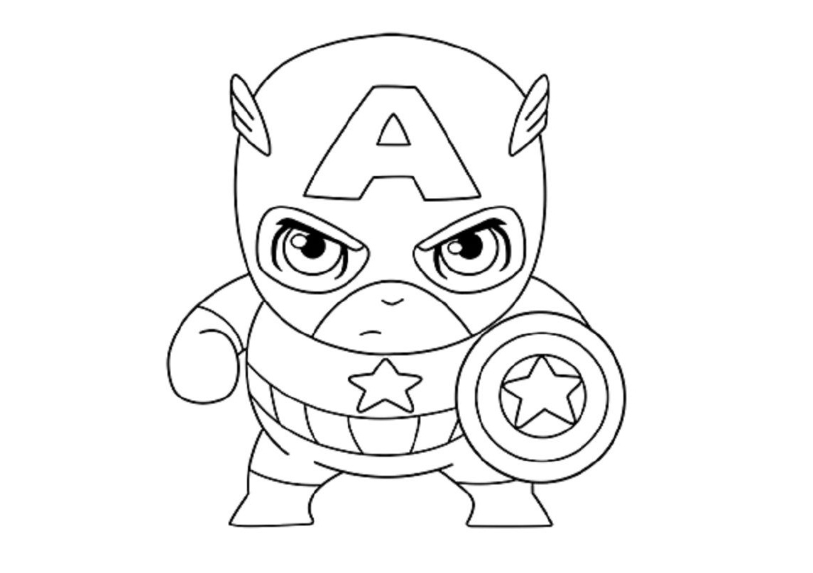 18 Printable Captain America Coloring Pages Marvel Superheroes Print   Cute Looking Baby Chibi Captain America Coloring Pages 