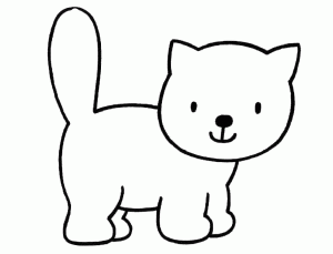 Easy to Draw and Color Cat Coloring Page