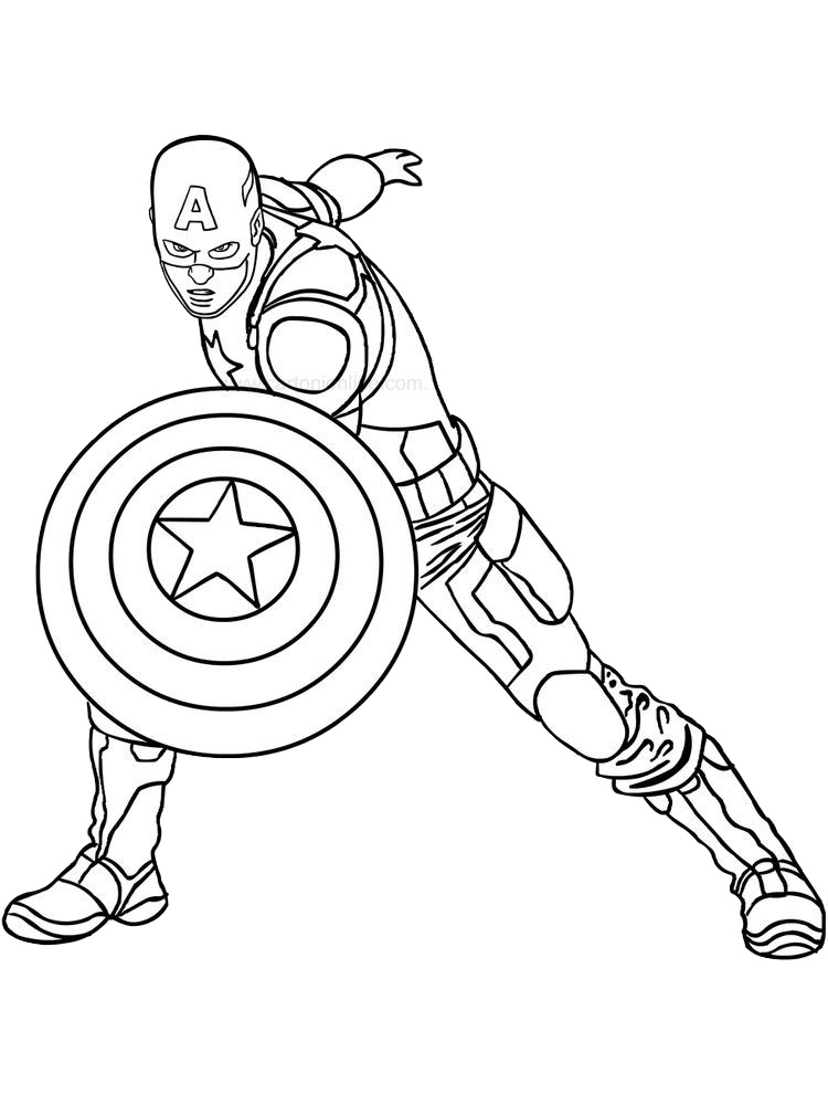 Download Free Captain America Printable Coloring Pages Red Blue Star Shield - Print Color Craft