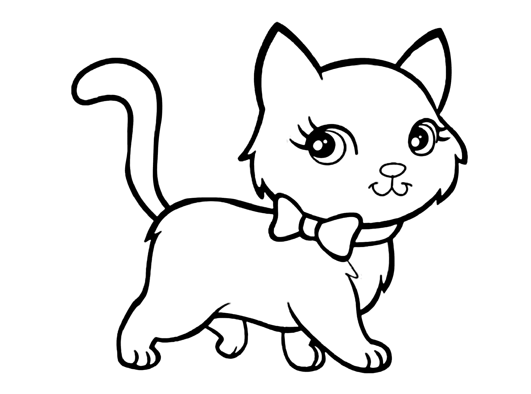 Free Printable Cute Cat Walk Coloring Pages