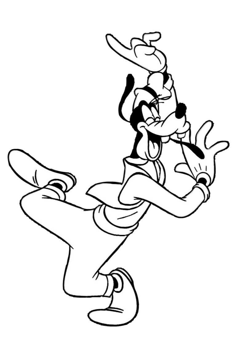 Goofy Dancing Out of Joy Happy Coloring Pages