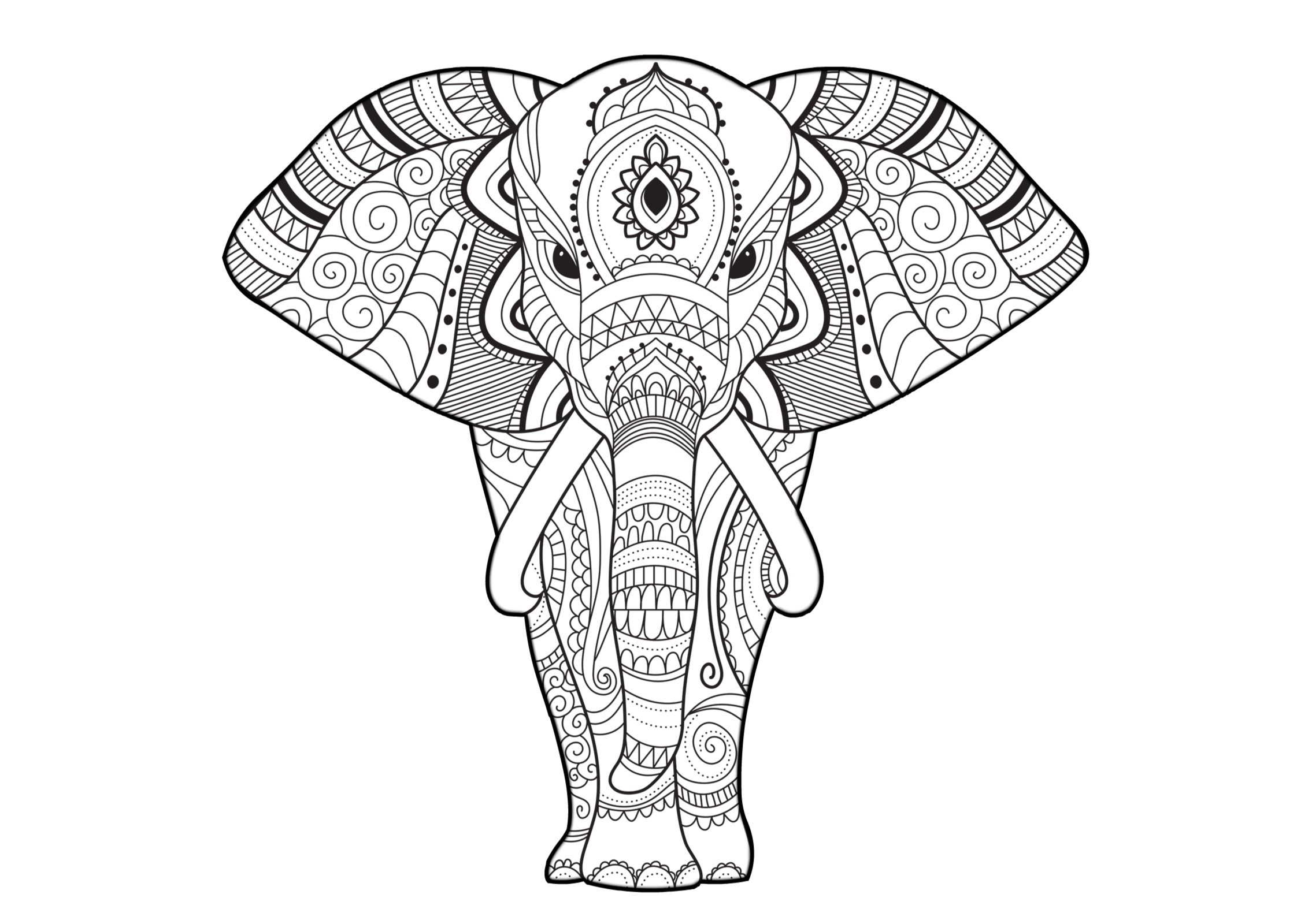 Download Hard to Color Elephant Mandala Coloring Pages for Adults - Print Color Craft