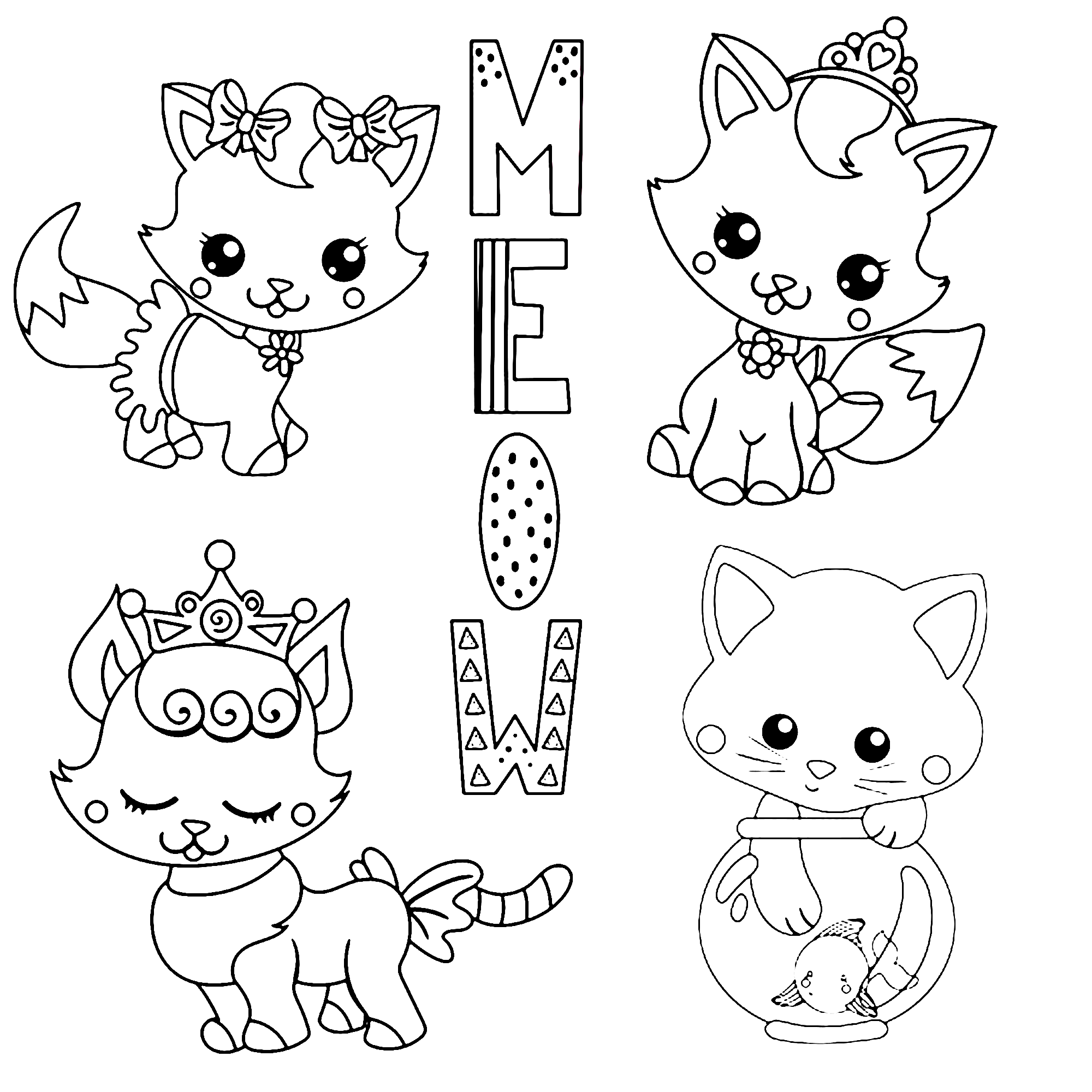 Skip to my Lou - These printable cat coloring pages include some simple  drawings for kids of all ages and more detailed cat coloring pages for  adults. With lots of kittens and