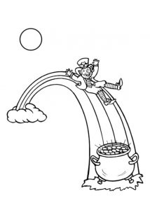 Leprechaun Gold Rainbow St Patrick's Day Coloring Pages for Kids