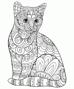 Printable Mandala Cat Coloring Page for Adults