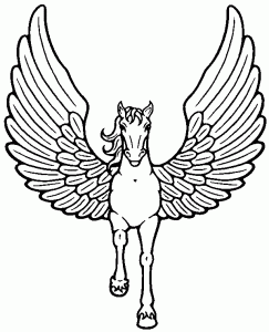 Pure White Powerful Winged Horse Pegasus Coloring Pages