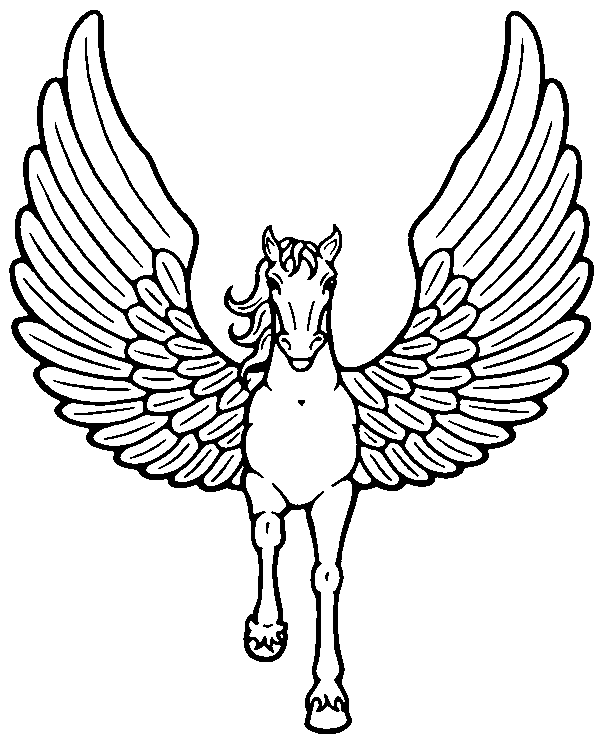 Pure White Powerful Winged Horse Pegasus Coloring Pages