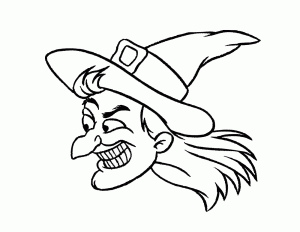 Realistic Looking Scary Witch Coloring Page